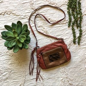b. makowsky Copper and Burnt Orange Crossbody Bag